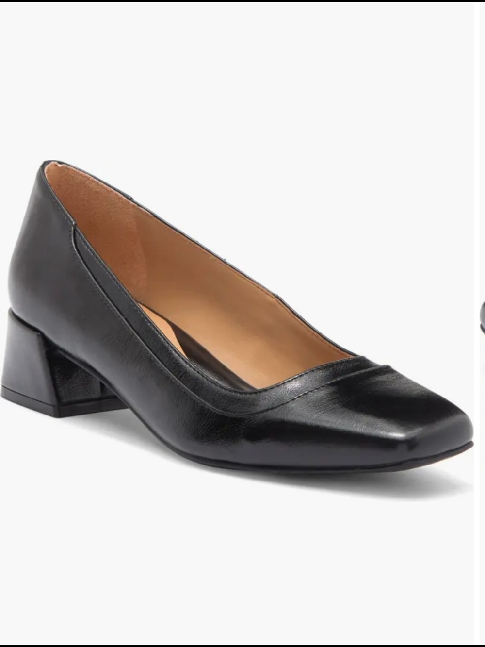 Naturalizer Black Square-Toe Leather Heels